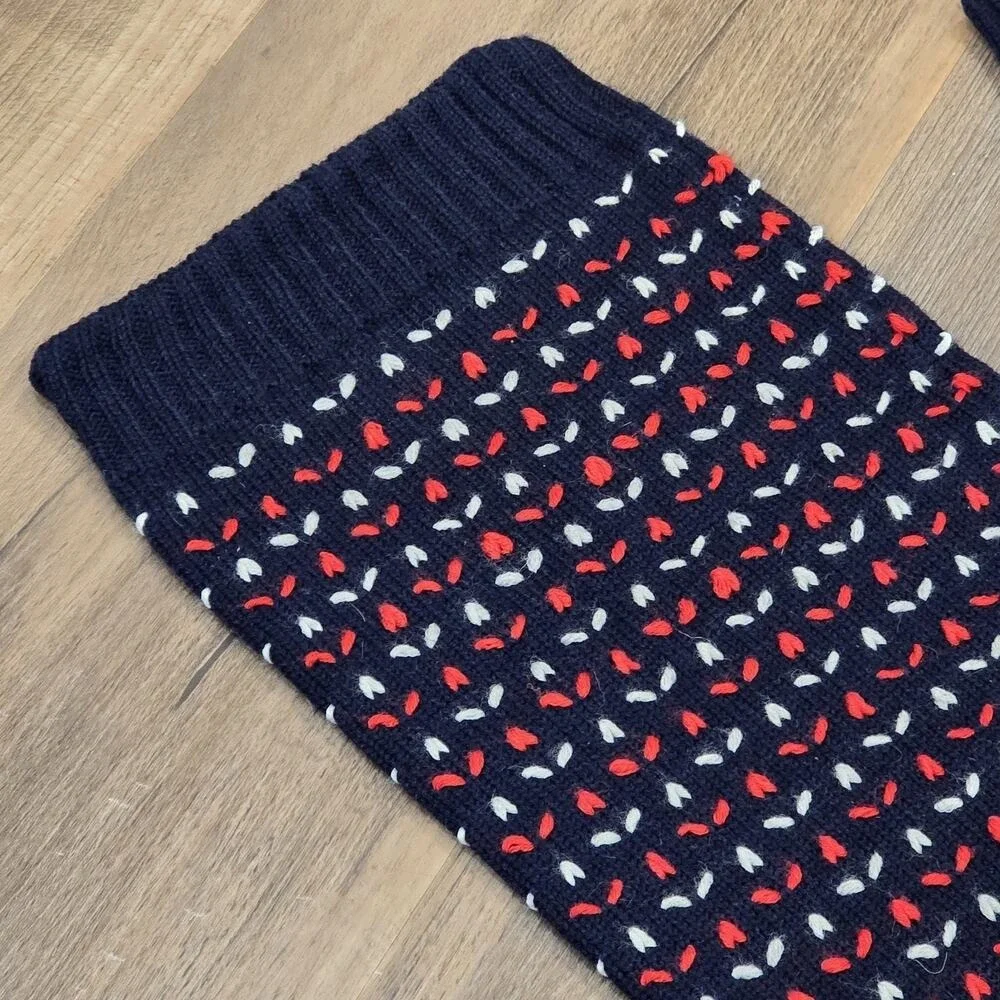 American Eagle Blanket Sweater Scarf Classic Heavy Knit Navy Blue Red White 72x9